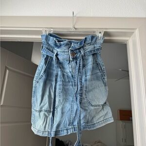 Free People Light Blue Denim Skirt with Belt